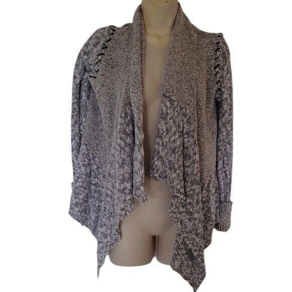 Maurices Womens Grey Marled Mixed Knit Waterfall Open Front Cardigan M office